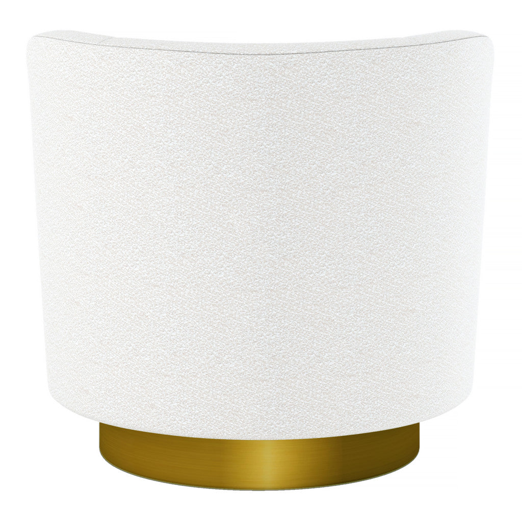 White and Gold Boucle Swivel Barrel Chair By Homeroots | Accent Chairs | Modishstore - 5