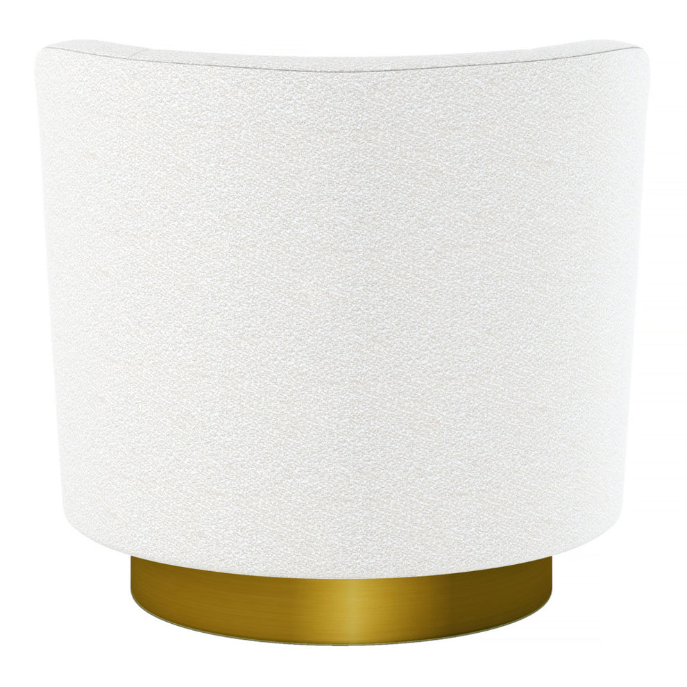 White and Gold Boucle Swivel Barrel Chair By Homeroots | Accent Chairs | Modishstore - 5
