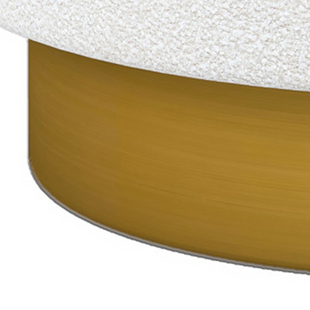 White and Gold Boucle Swivel Barrel Chair By Homeroots | Accent Chairs | Modishstore - 7