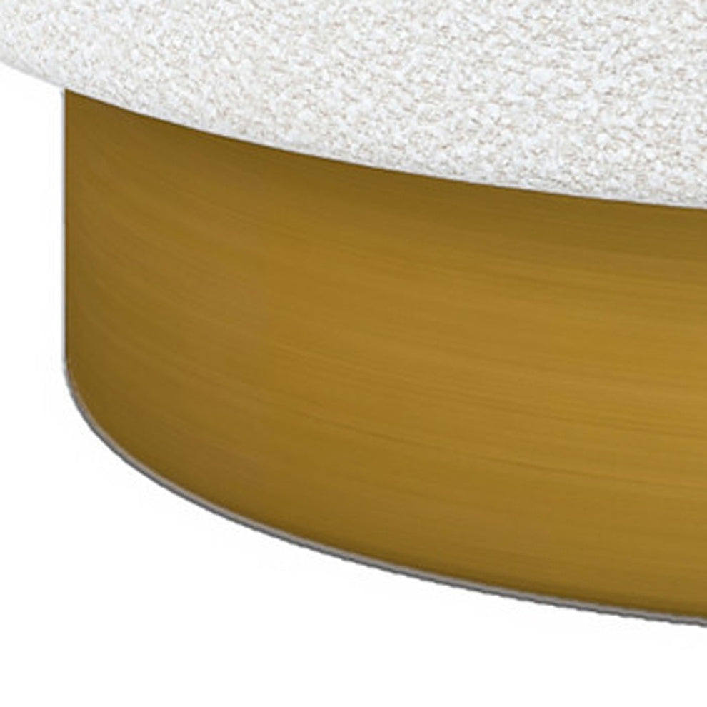 White and Gold Boucle Swivel Barrel Chair By Homeroots | Accent Chairs | Modishstore - 7