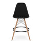 Black And Brown Heavy Duty Plastic And Solid Wood Counter Height Bar Chair By Homeroots | Bar Stools | Modishstore - 2