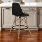 Black And Brown Heavy Duty Plastic And Solid Wood Counter Height Bar Chair By Homeroots | Bar Stools | Modishstore - 1