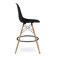 Black And Brown Heavy Duty Plastic And Solid Wood Counter Height Bar Chair By Homeroots | Bar Stools | Modishstore - 4