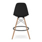 Black And Brown Heavy Duty Plastic And Solid Wood Counter Height Bar Chair By Homeroots | Bar Stools | Modishstore - 5
