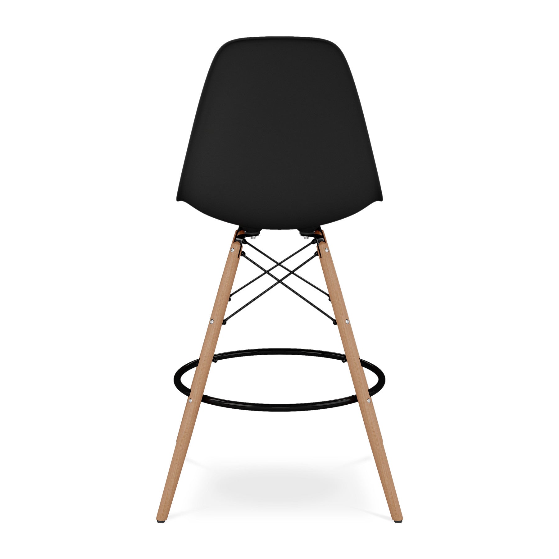 Black And Brown Heavy Duty Plastic And Solid Wood Counter Height Bar Chair By Homeroots | Bar Stools | Modishstore - 5