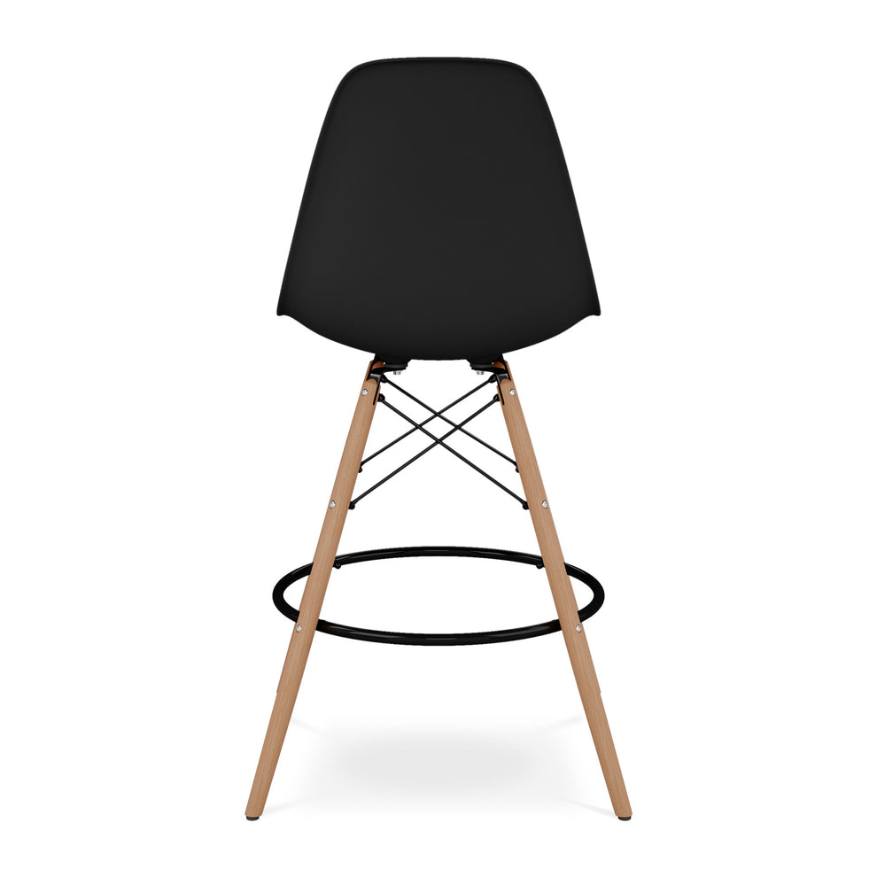 Black And Brown Heavy Duty Plastic And Solid Wood Counter Height Bar Chair By Homeroots | Bar Stools | Modishstore - 5