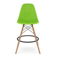 Green And Brown Heavy Duty Plastic And Solid Wood Counter Height Bar Chair By Homeroots | Bar Stools | Modishstore - 2