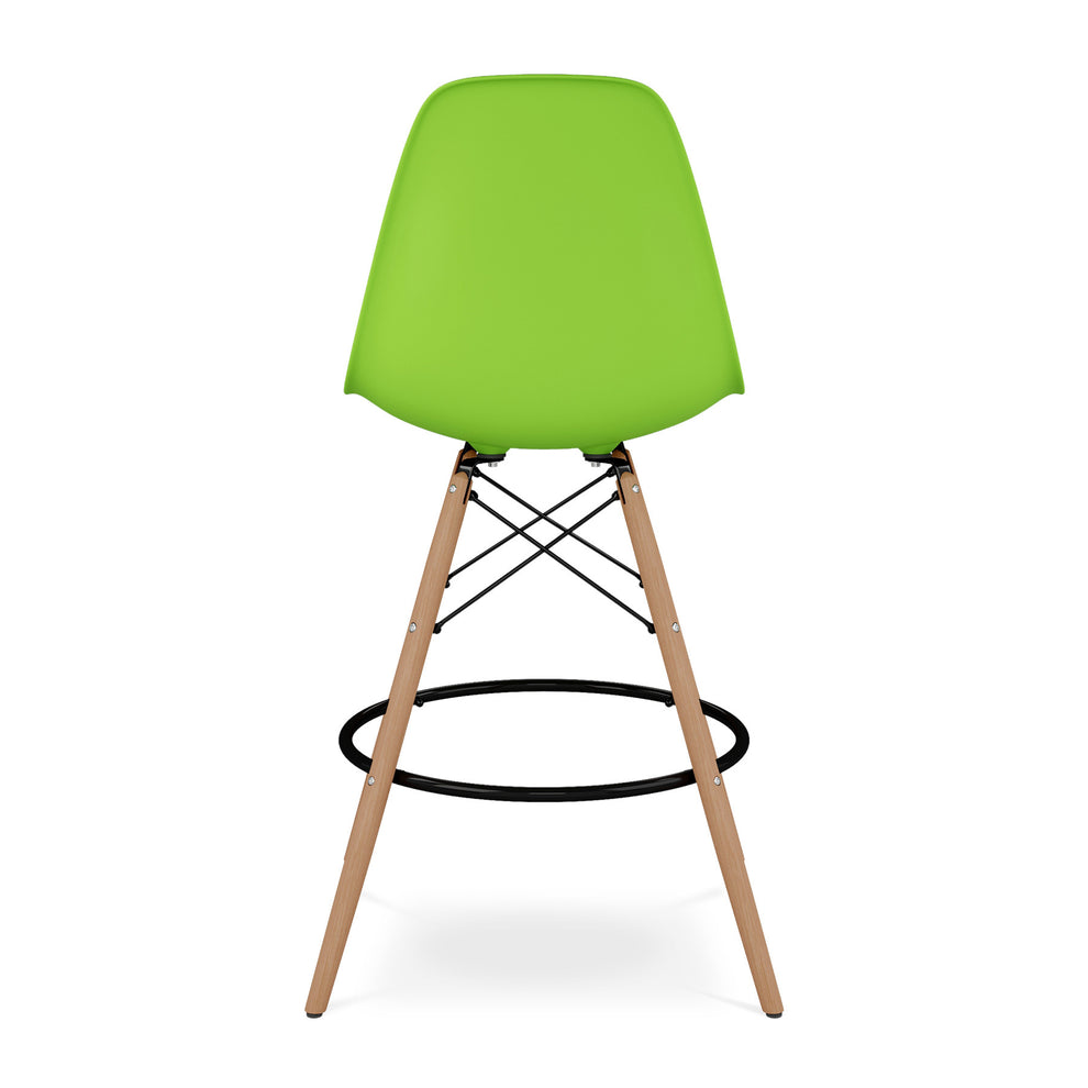 Green And Brown Heavy Duty Plastic And Solid Wood Counter Height Bar Chair By Homeroots | Bar Stools | Modishstore - 5