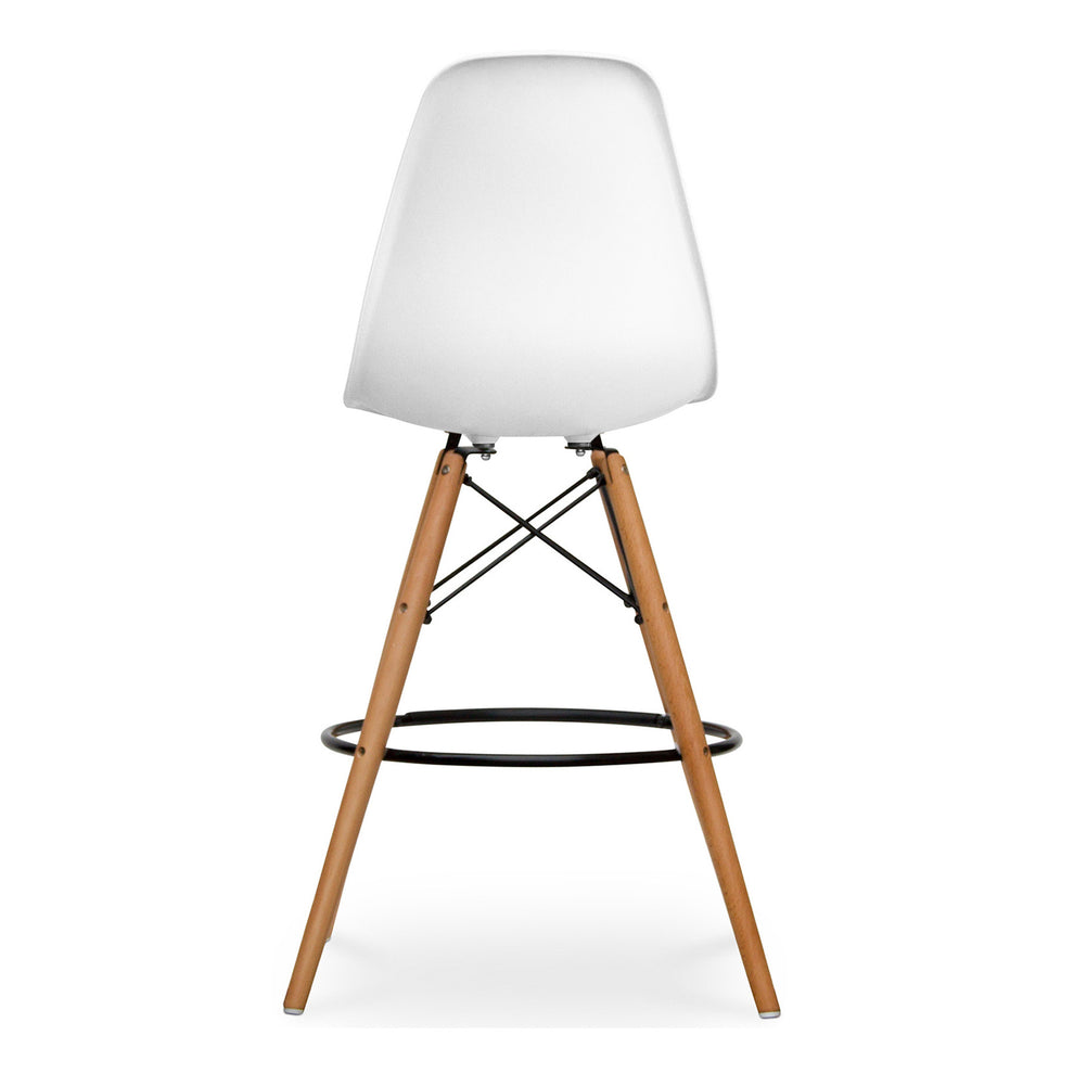 White And Brown Heavy Duty Plastic And Solid Wood Counter Height Bar Chair By Homeroots | Bar Stools | Modishstore - 5