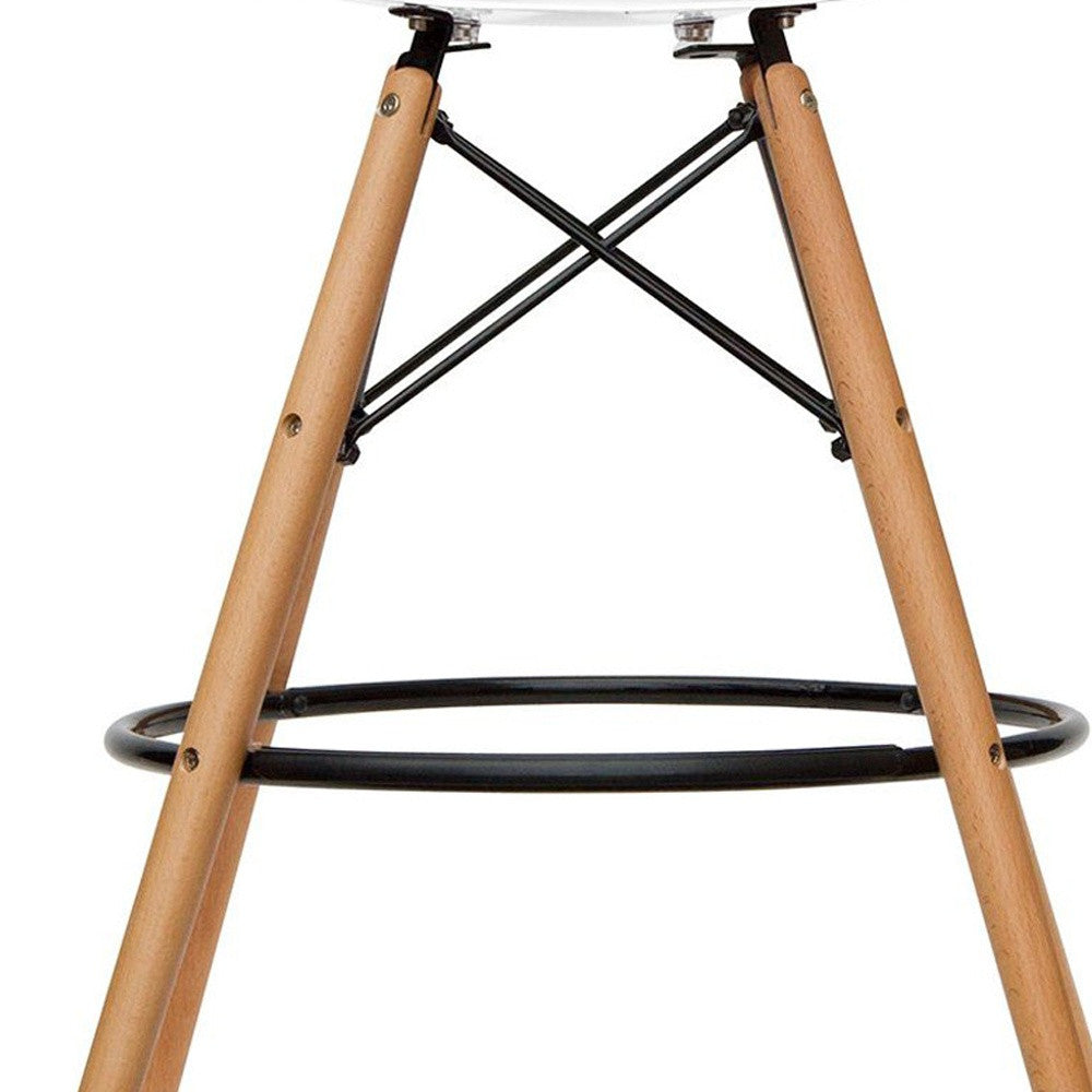 Clear And Brown Acrylic And Solid Wood Counter Height Bar Chair By Homeroots | Bar Stools | Modishstore - 7