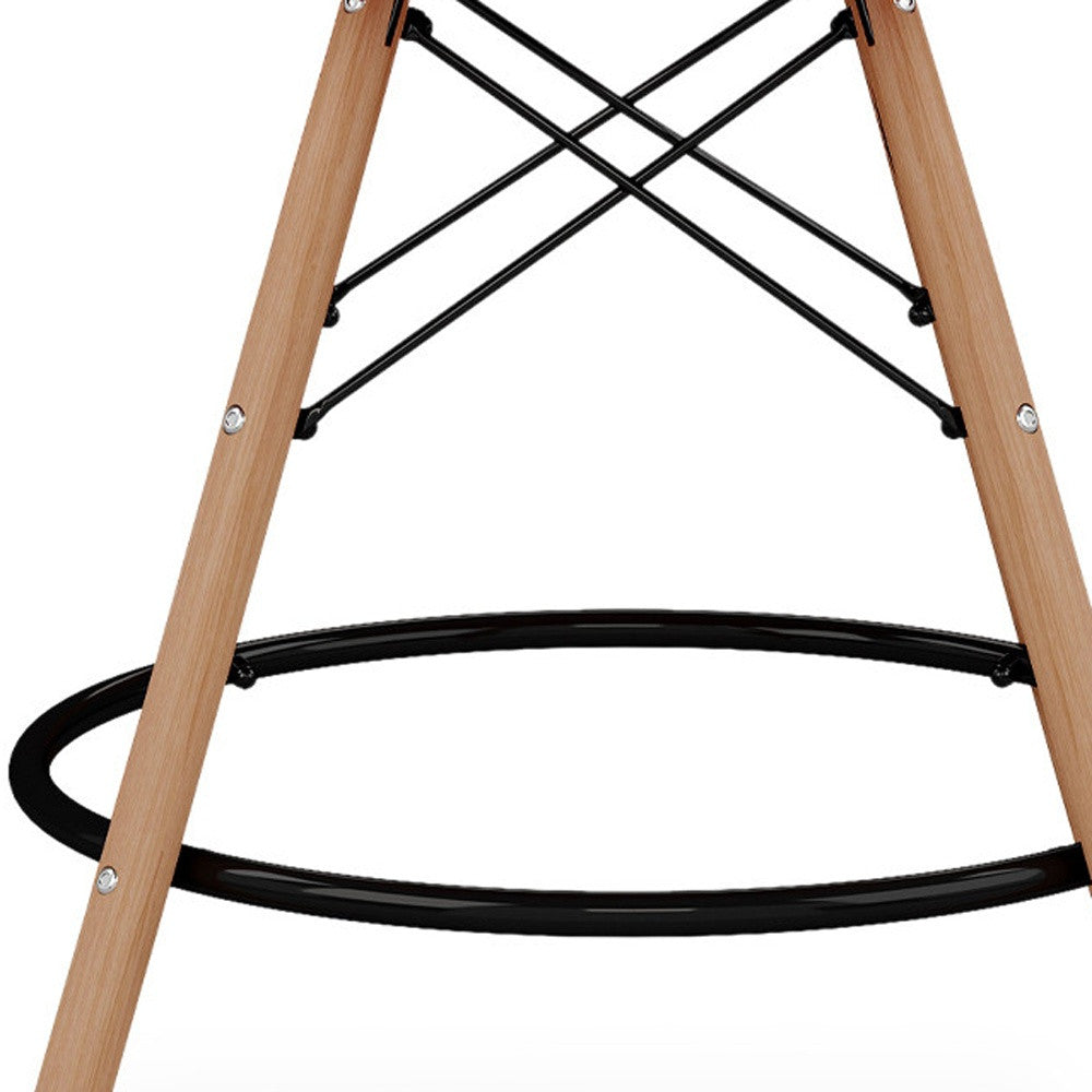 Light Blue And Brown Heavy Duty Plastic And Solid Wood Low Back Counter Height Bar Chair By Homeroots | Bar Stools | Modishstore - 6