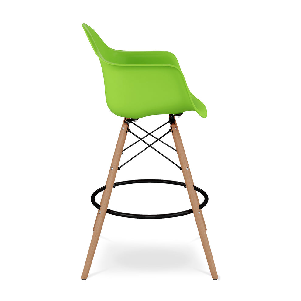Green And Brown Heavy Duty Plastic And Solid Wood Low Back Counter Height Bar Chair By Homeroots | Bar Stools | Modishstore - 4