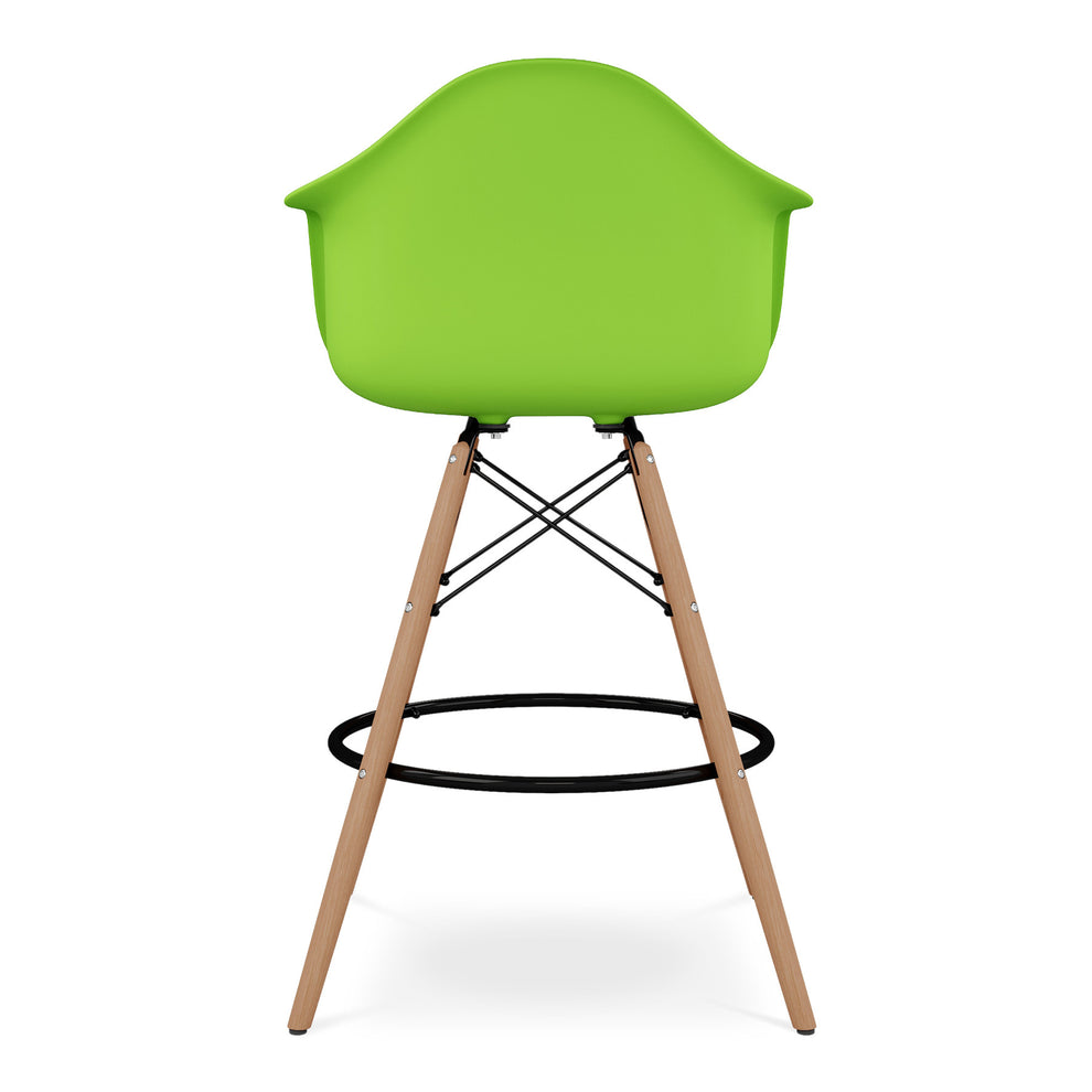 Green And Brown Heavy Duty Plastic And Solid Wood Low Back Counter Height Bar Chair By Homeroots | Bar Stools | Modishstore - 5