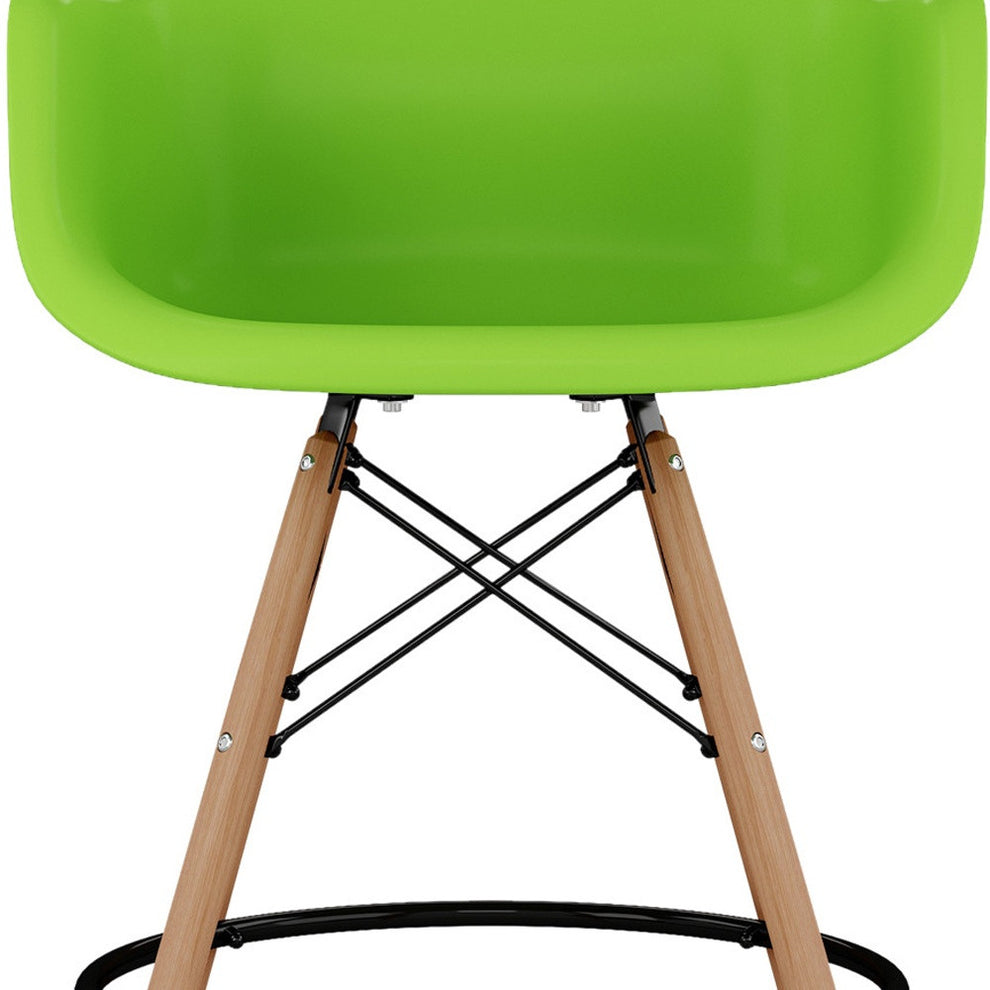 Green And Brown Heavy Duty Plastic And Solid Wood Low Back Counter Height Bar Chair By Homeroots | Bar Stools | Modishstore - 7
