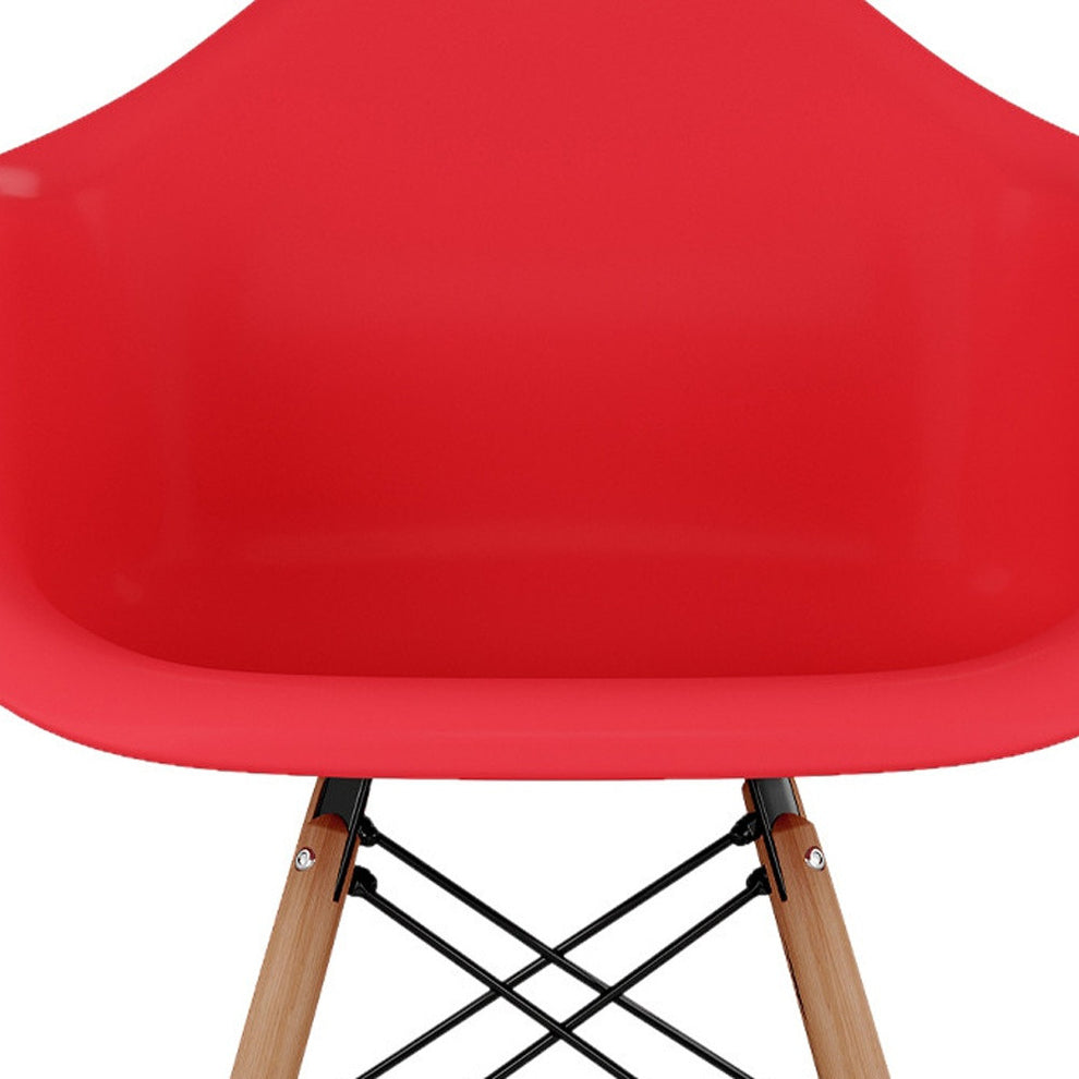 Red And Brown Heavy Duty Plastic And Solid Wood Low Back Counter Height Bar Chair By Homeroots | Bar Stools | Modishstore - 6