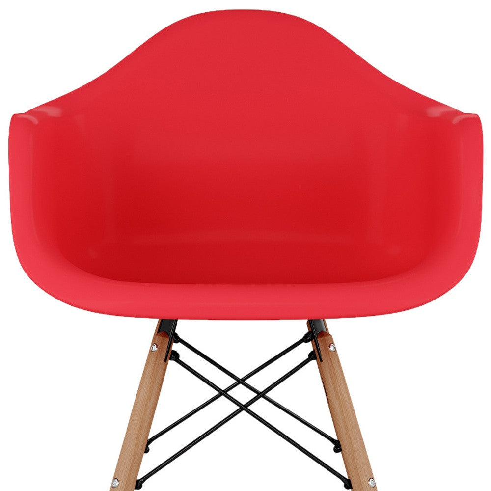 Red And Brown Heavy Duty Plastic And Solid Wood Low Back Counter Height Bar Chair By Homeroots | Bar Stools | Modishstore - 7