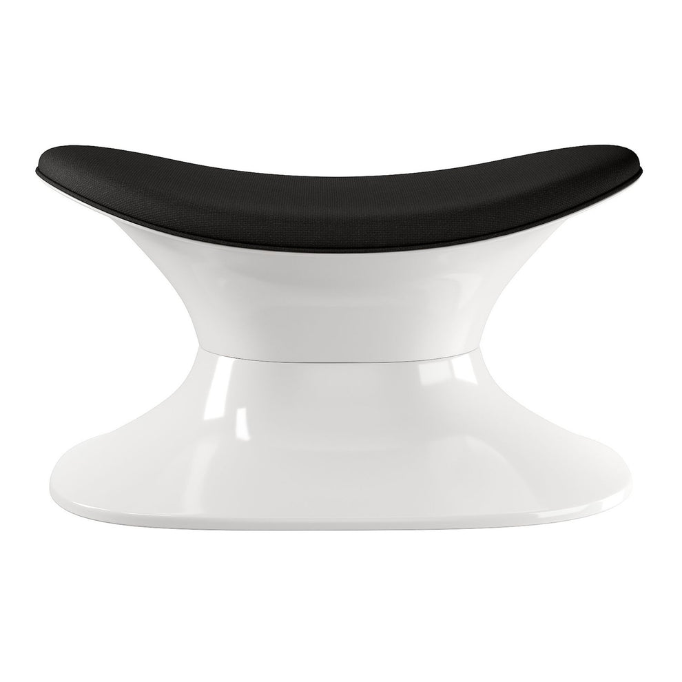 Black and White Wool And Fiberglass Contempo Footstool Ottoman By Homeroots | Ottomans | Modishstore - 2