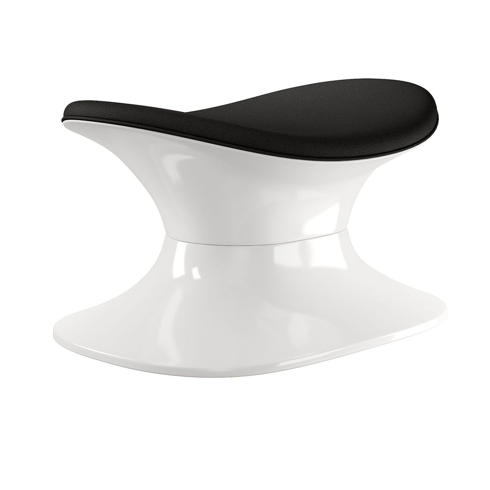 Black and White Wool And Fiberglass Contempo Footstool Ottoman By Homeroots | Ottomans | Modishstore - 3