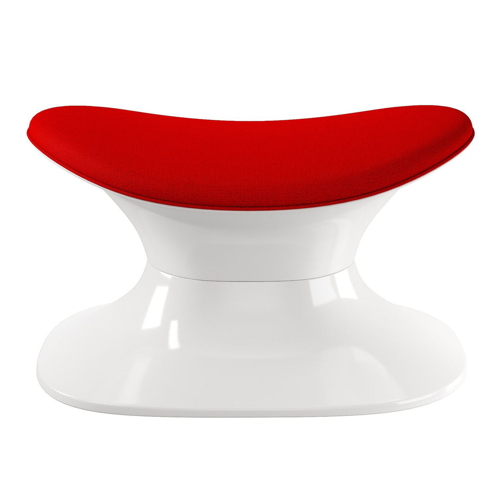 Red and White Wool And Fiberglass Contempo Footstool Ottoman By Homeroots | Ottomans | Modishstore - 2