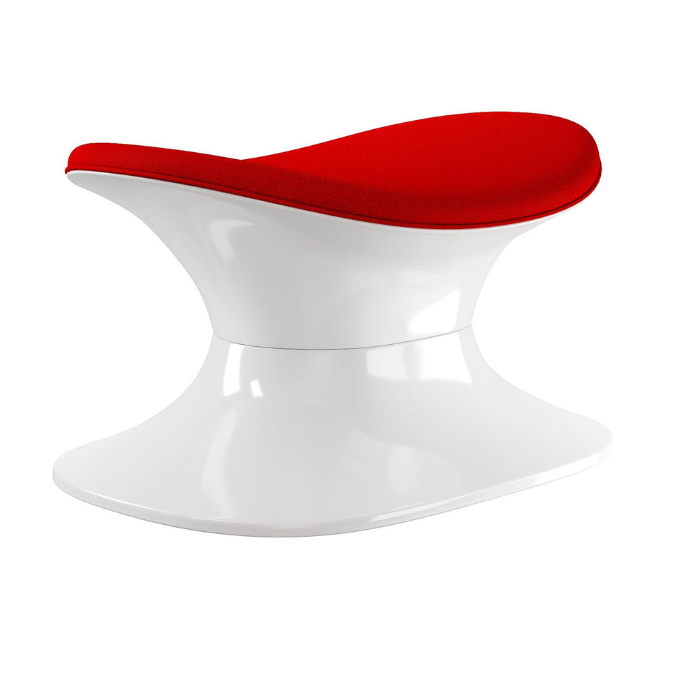 Red and White Wool And Fiberglass Contempo Footstool Ottoman By Homeroots | Ottomans | Modishstore - 3