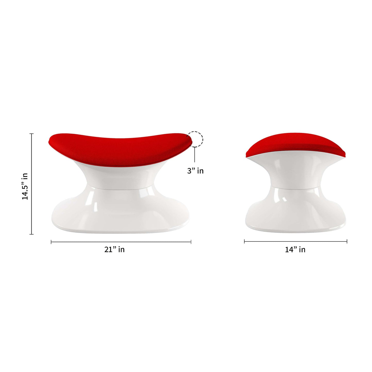 Red and White Wool And Fiberglass Contempo Footstool Ottoman By Homeroots | Ottomans | Modishstore - 8