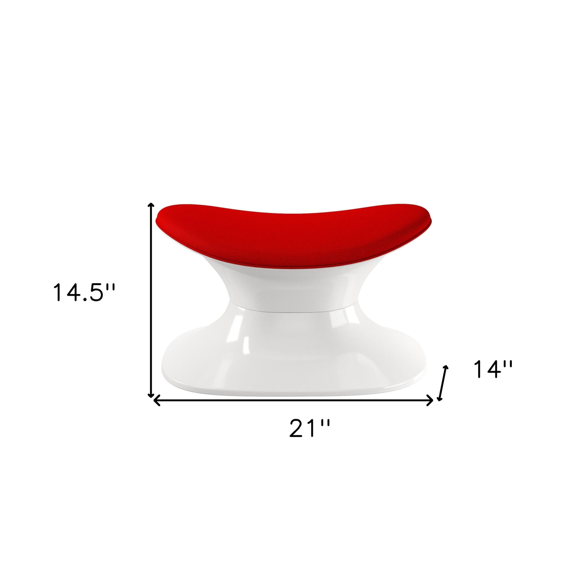 Red and White Wool And Fiberglass Contempo Footstool Ottoman By Homeroots | Ottomans | Modishstore - 7