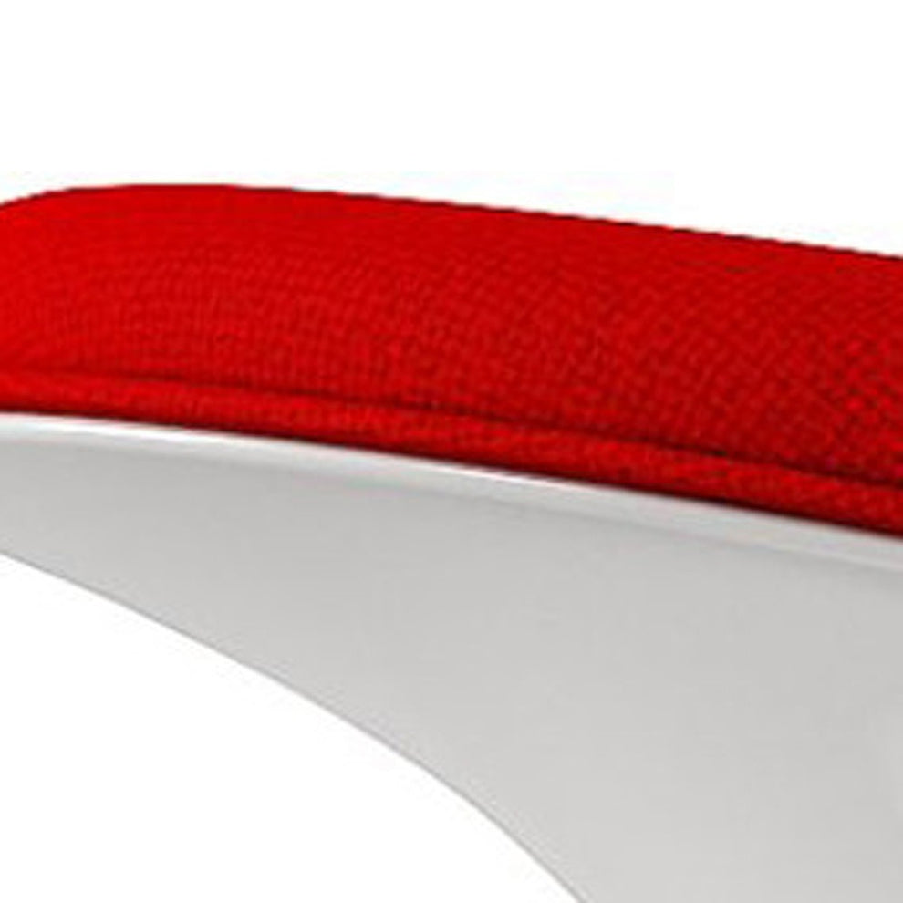 Red and White Wool And Fiberglass Contempo Footstool Ottoman By Homeroots | Ottomans | Modishstore - 5
