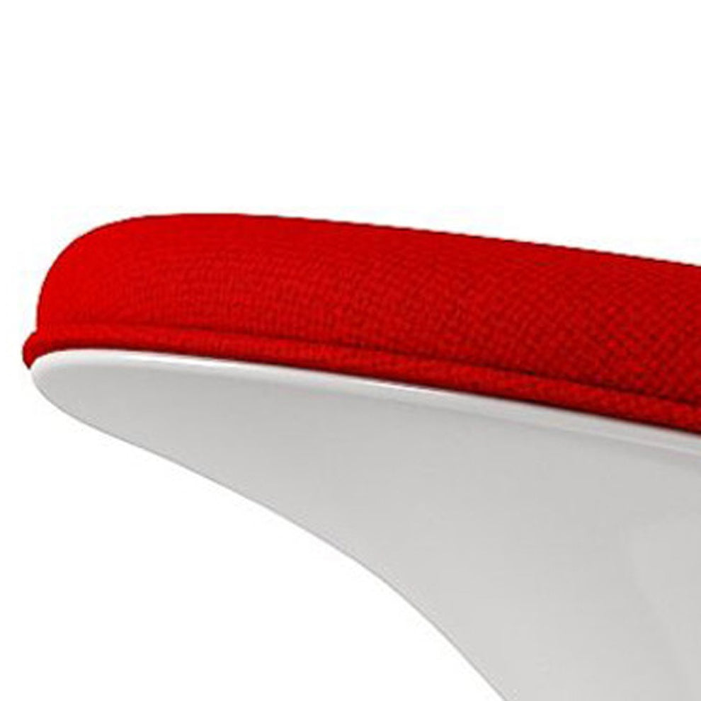 Red and White Wool And Fiberglass Contempo Footstool Ottoman By Homeroots | Ottomans | Modishstore - 6