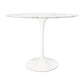 White Rounded Stone And Metal Pedestal Base Dining Table By Homeroots | Dining Tables | Modishstore - 2