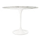 White Rounded Stone And Metal Pedestal Base Dining Table By Homeroots | Dining Tables | Modishstore - 3