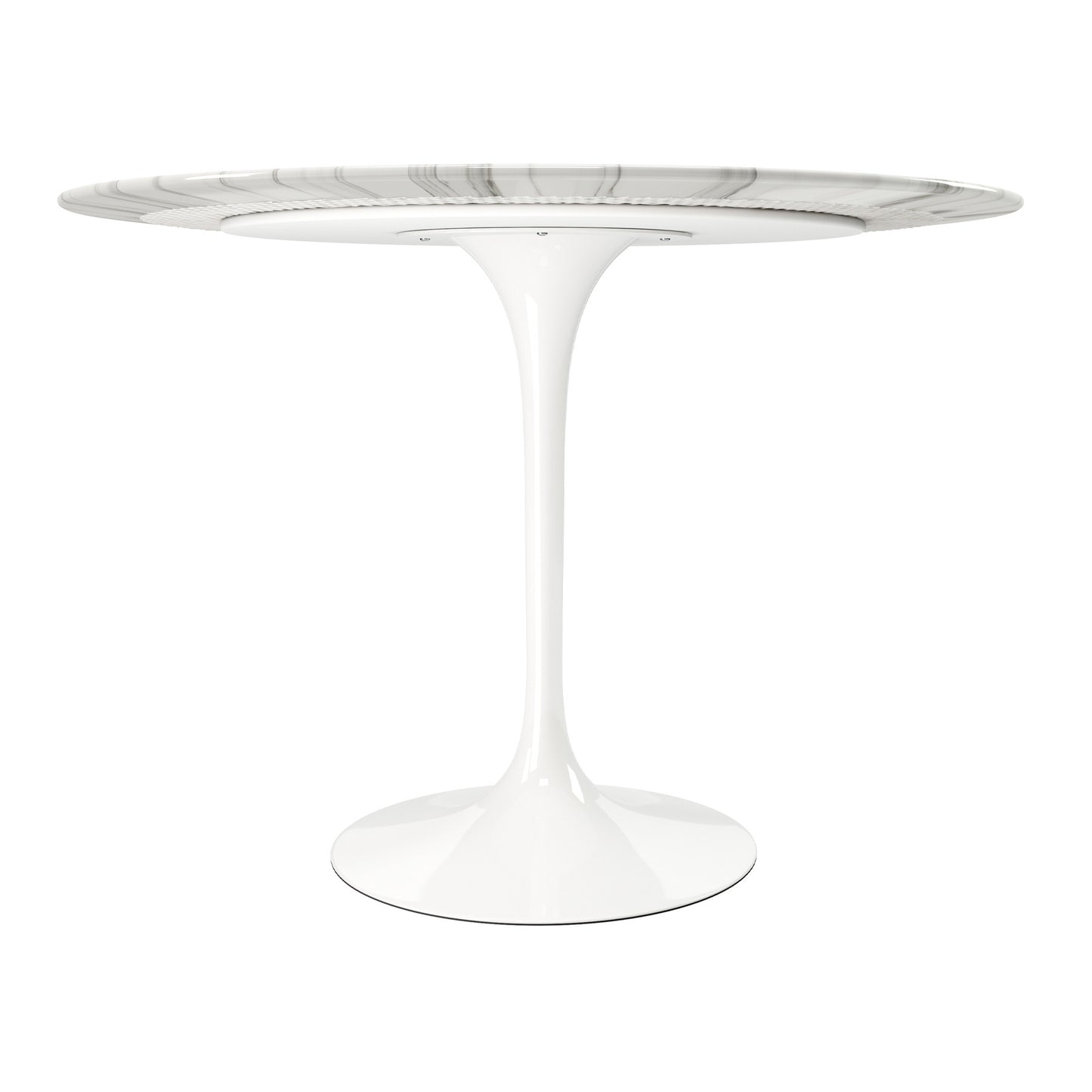 White Rounded Stone And Metal Pedestal Base Dining Table By Homeroots | Dining Tables | Modishstore - 3
