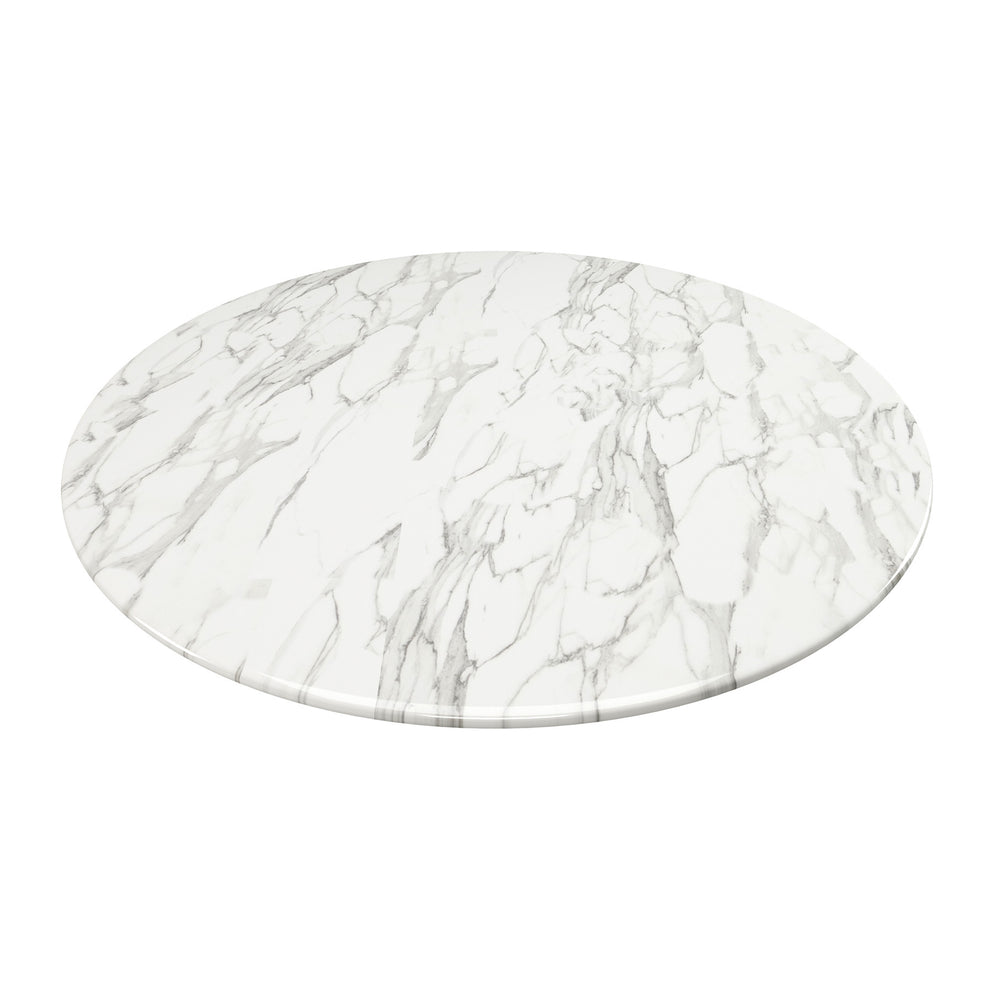 White Rounded Stone And Metal Pedestal Base Dining Table By Homeroots | Dining Tables | Modishstore - 4