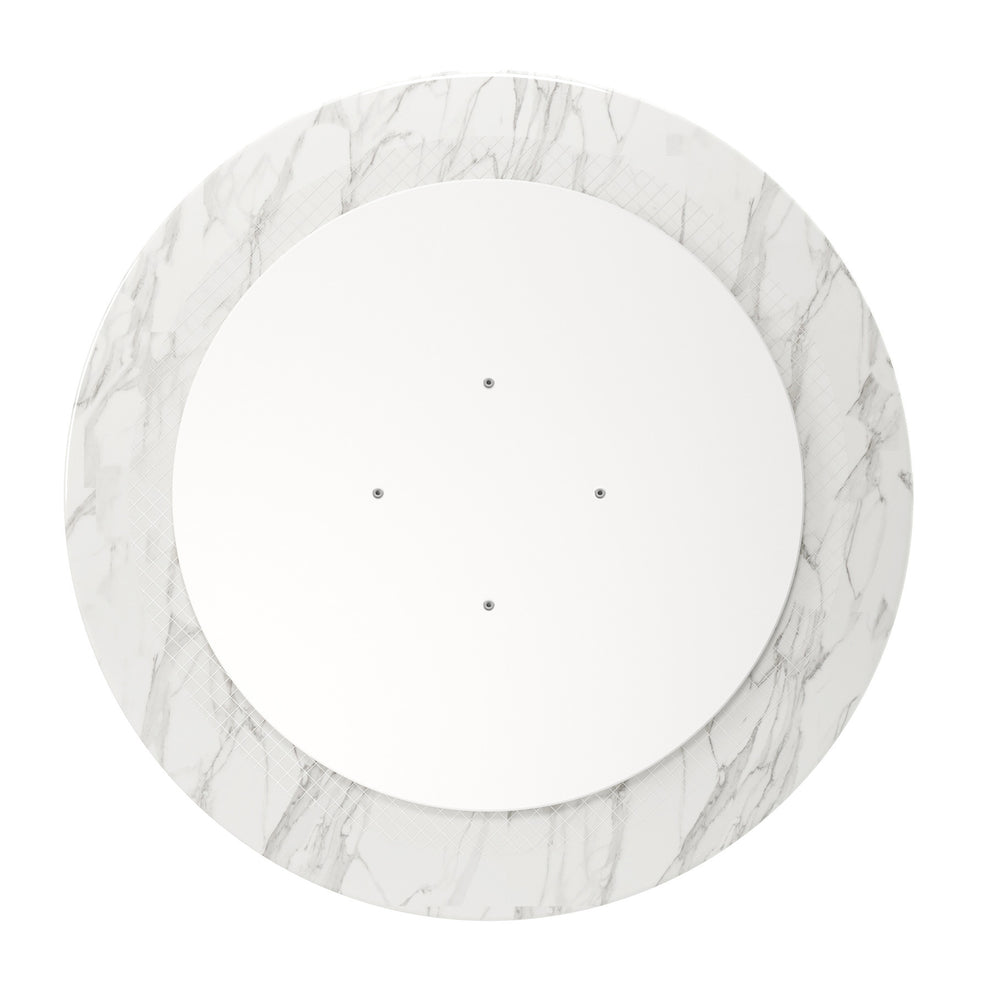 White Rounded Stone And Metal Pedestal Base Dining Table By Homeroots | Dining Tables | Modishstore - 5