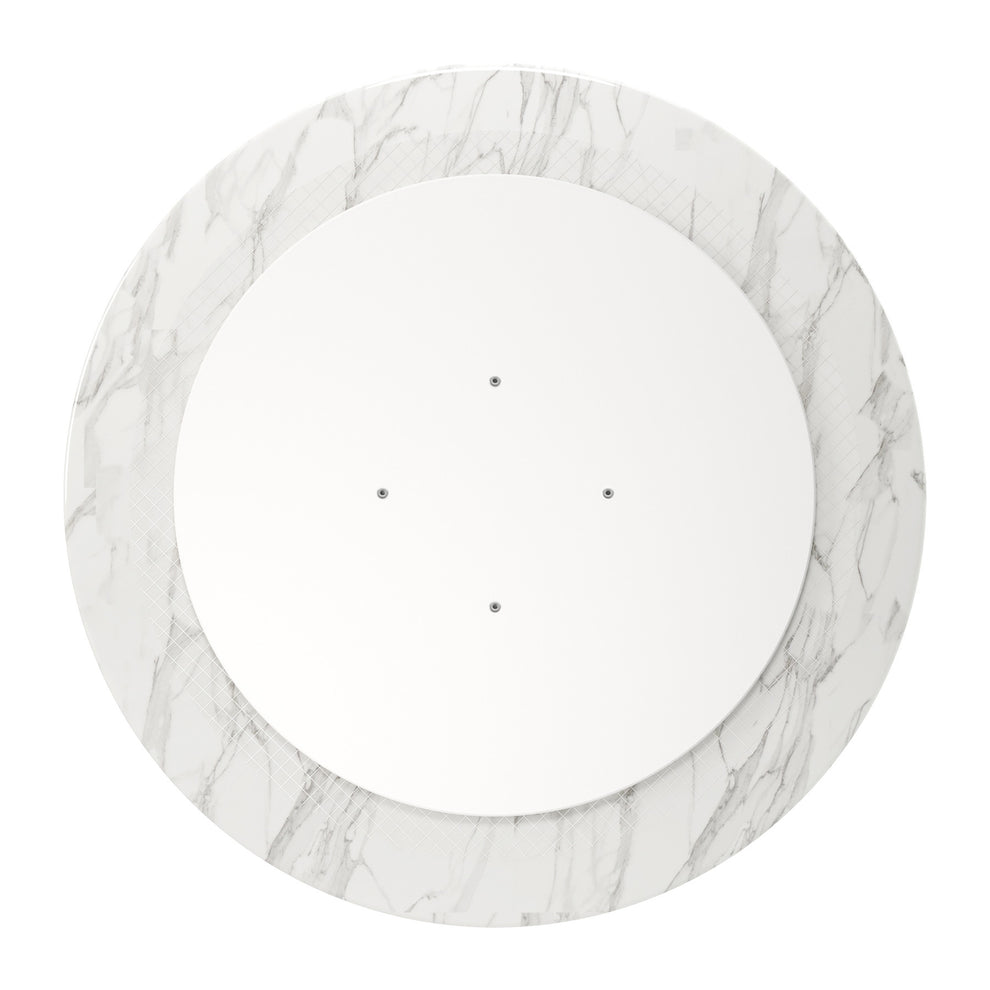 White And Gold Rounded Marble And Metal Pedestal Base Dining Table By Homeroots | Dining Tables | Modishstore - 4