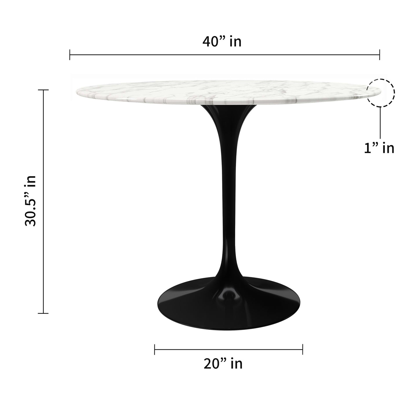 White And Black Marble And Metal Dining Table By Homeroots | Dining Tables | Modishstore - 7