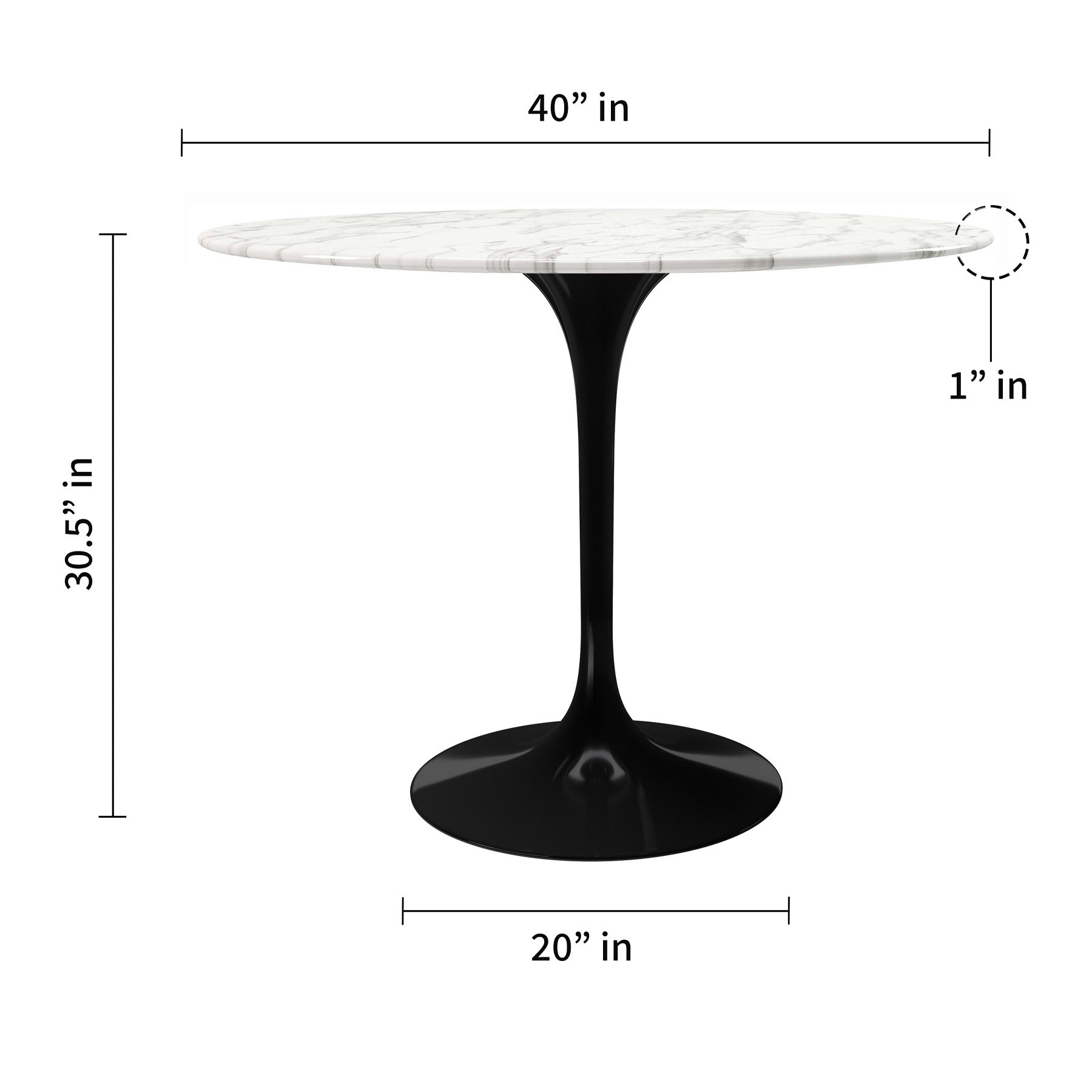 White And Black Marble And Metal Dining Table By Homeroots | Dining Tables | Modishstore - 7