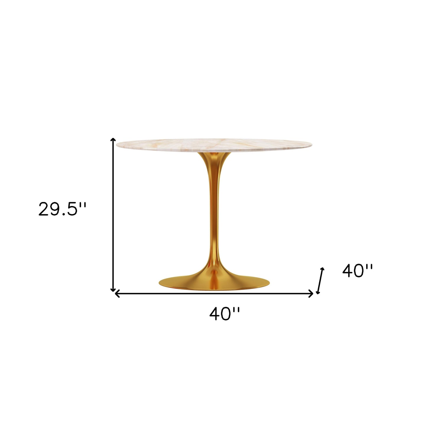 White And Gold Rounded Stone And Metal Pedestal Base Dining Table By Homeroots | Dining Tables | Modishstore - 6