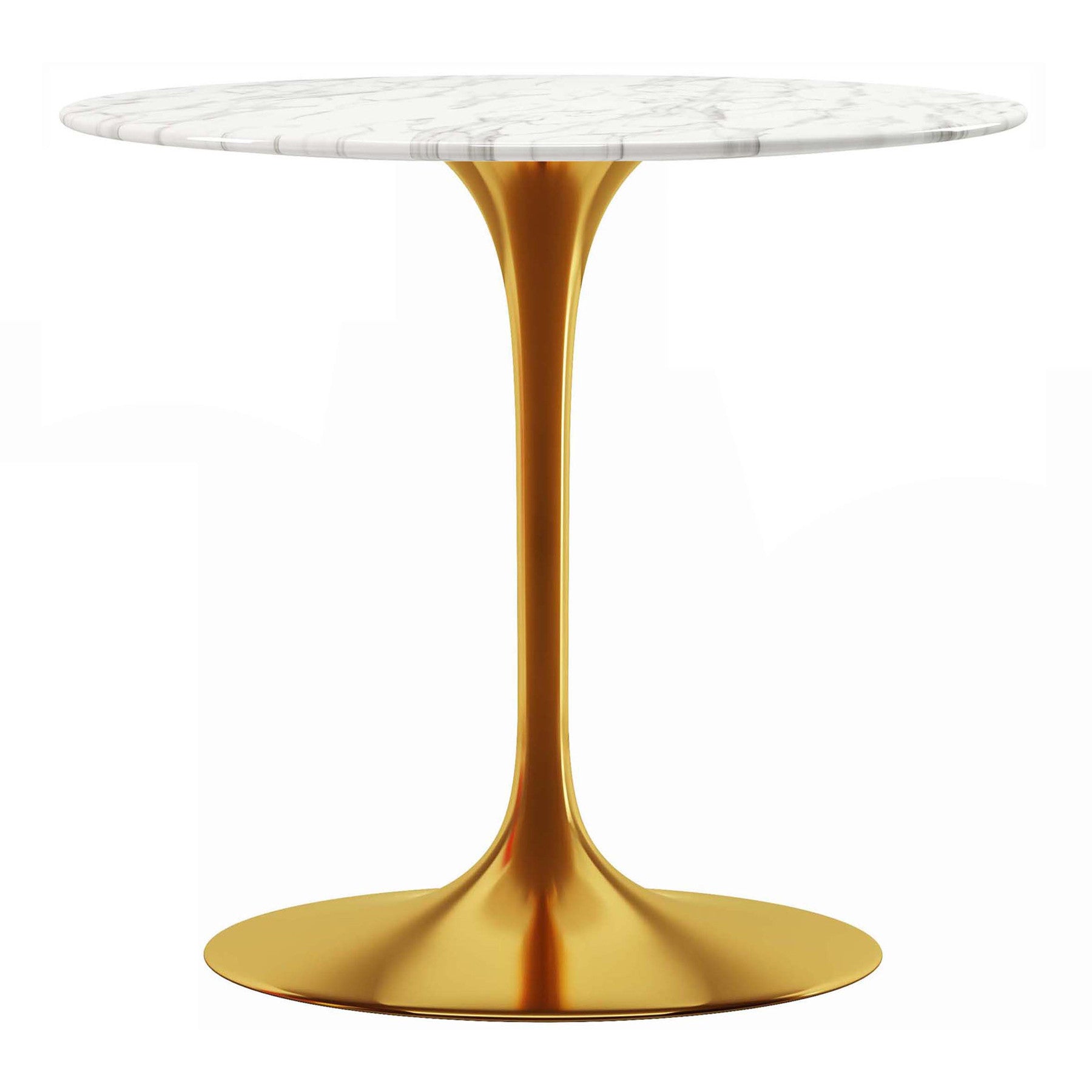 White And Gold Marble And Metal Dining Table By Homeroots | Dining Tables | Modishstore - 2