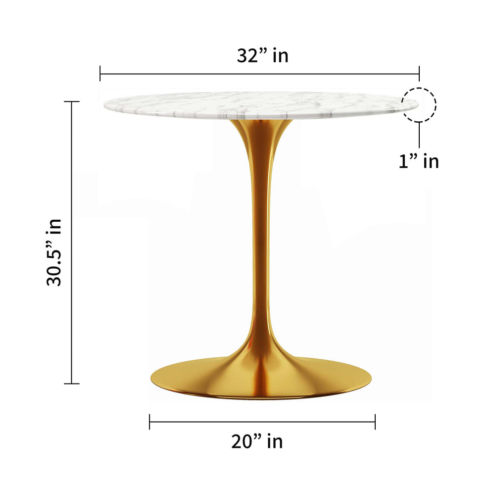 White And Gold Marble And Metal Dining Table By Homeroots | Dining Tables | Modishstore - 5