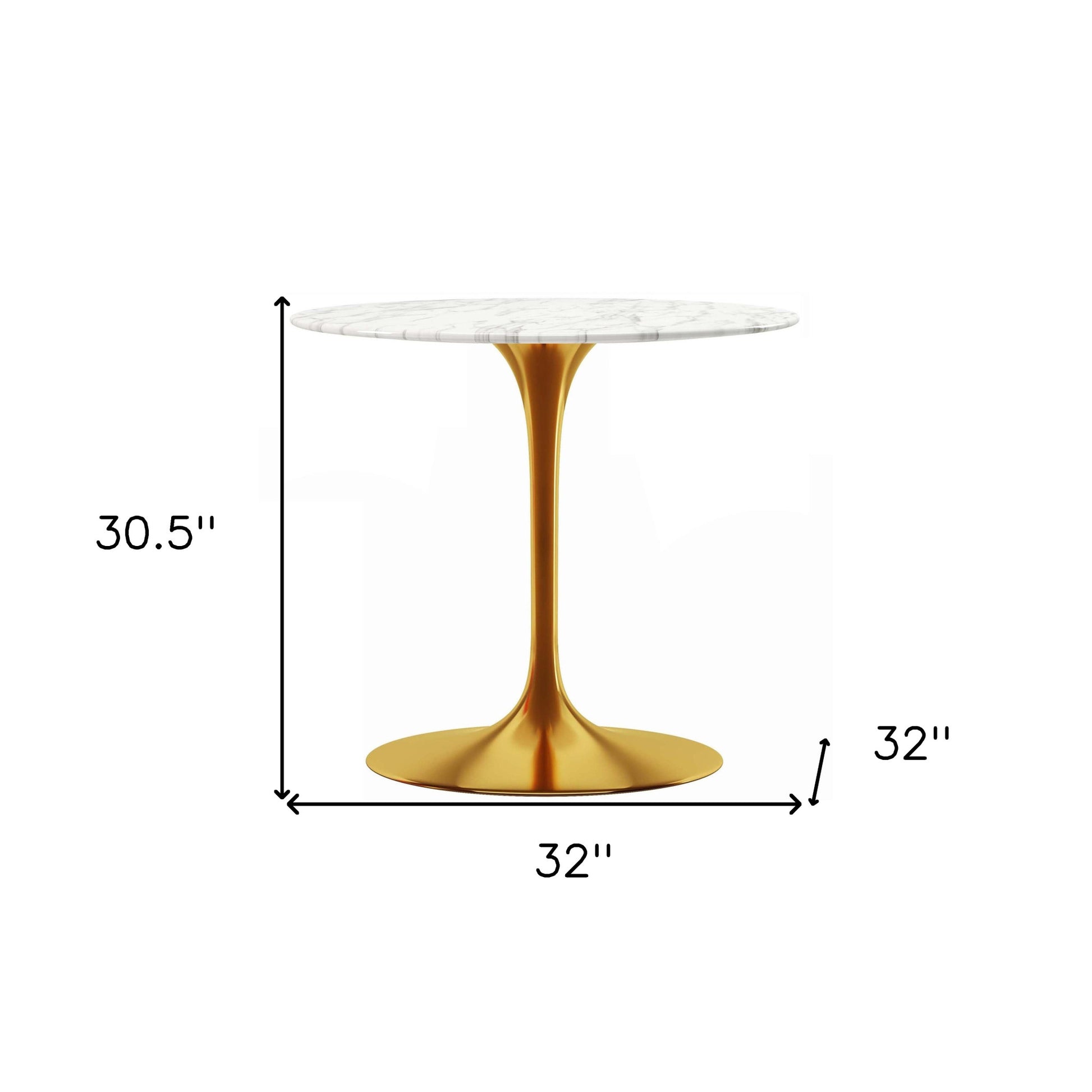 White And Gold Marble And Metal Dining Table By Homeroots | Dining Tables | Modishstore - 7