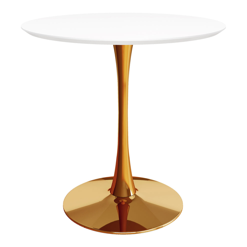 White And Gold Metal Dining Table By Homeroots | Dining Tables | Modishstore - 2