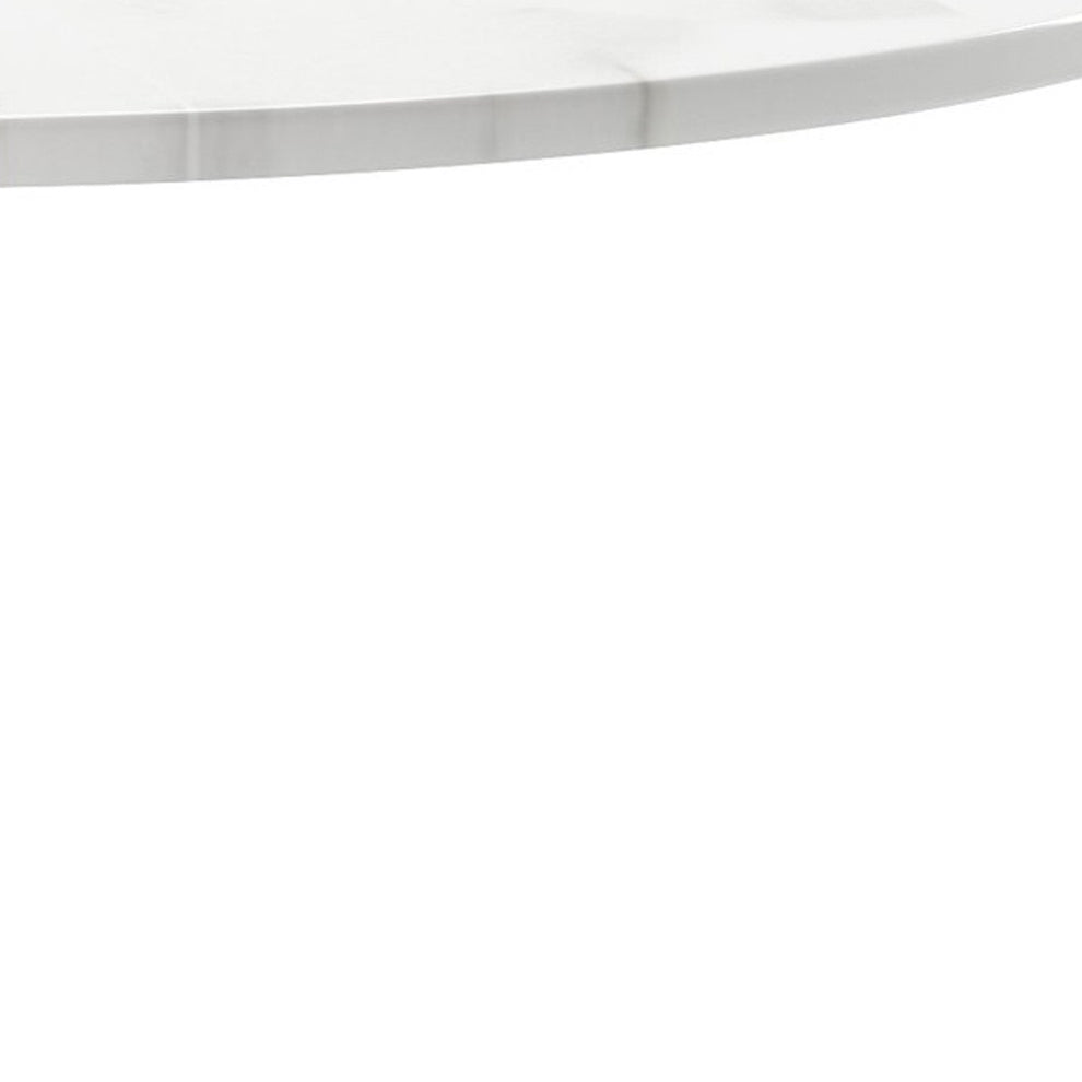 White Rounded Metal Pedestal Base Dining Table By Homeroots | Dining Tables | Modishstore - 6