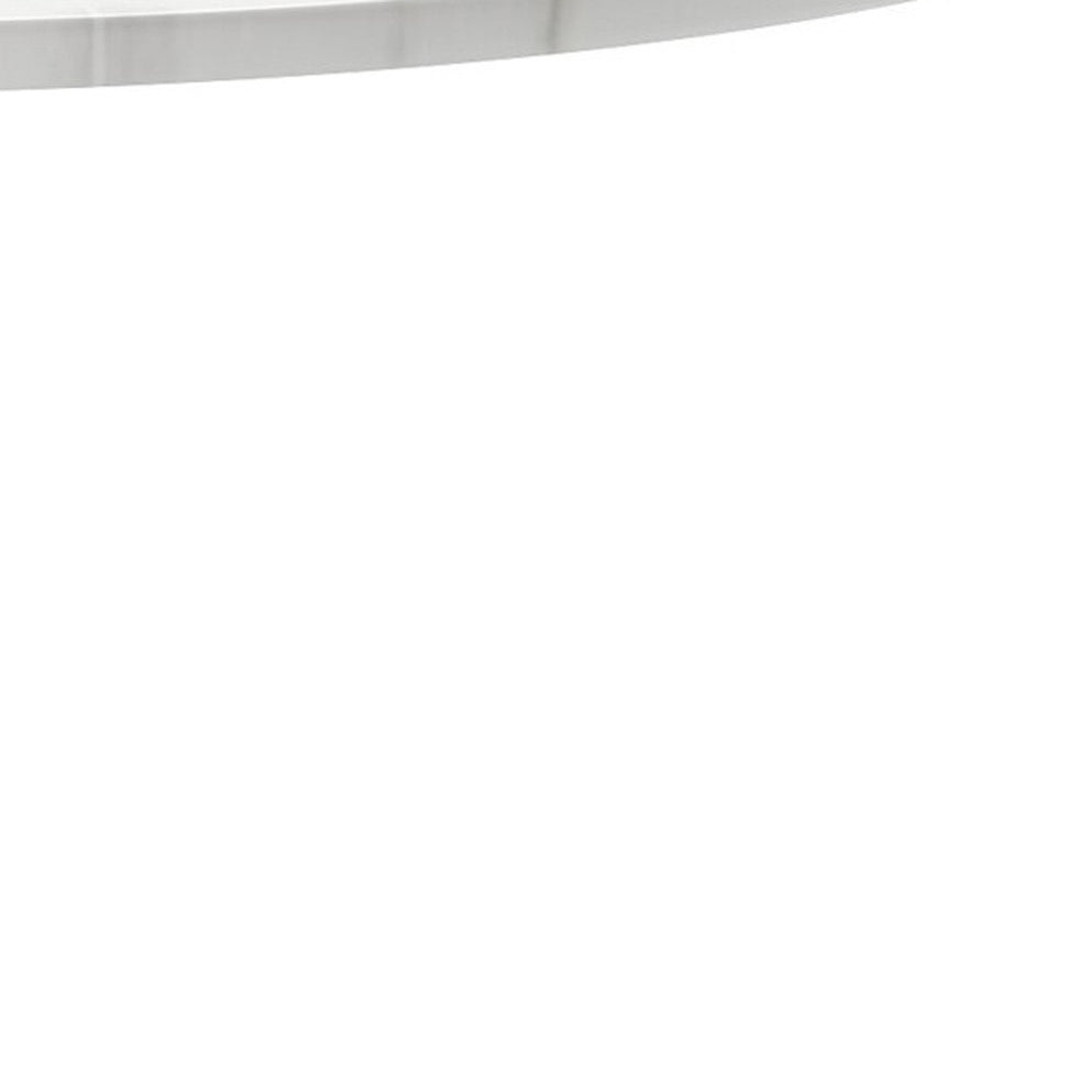 White Rounded Metal Pedestal Base Dining Table By Homeroots | Dining Tables | Modishstore - 3