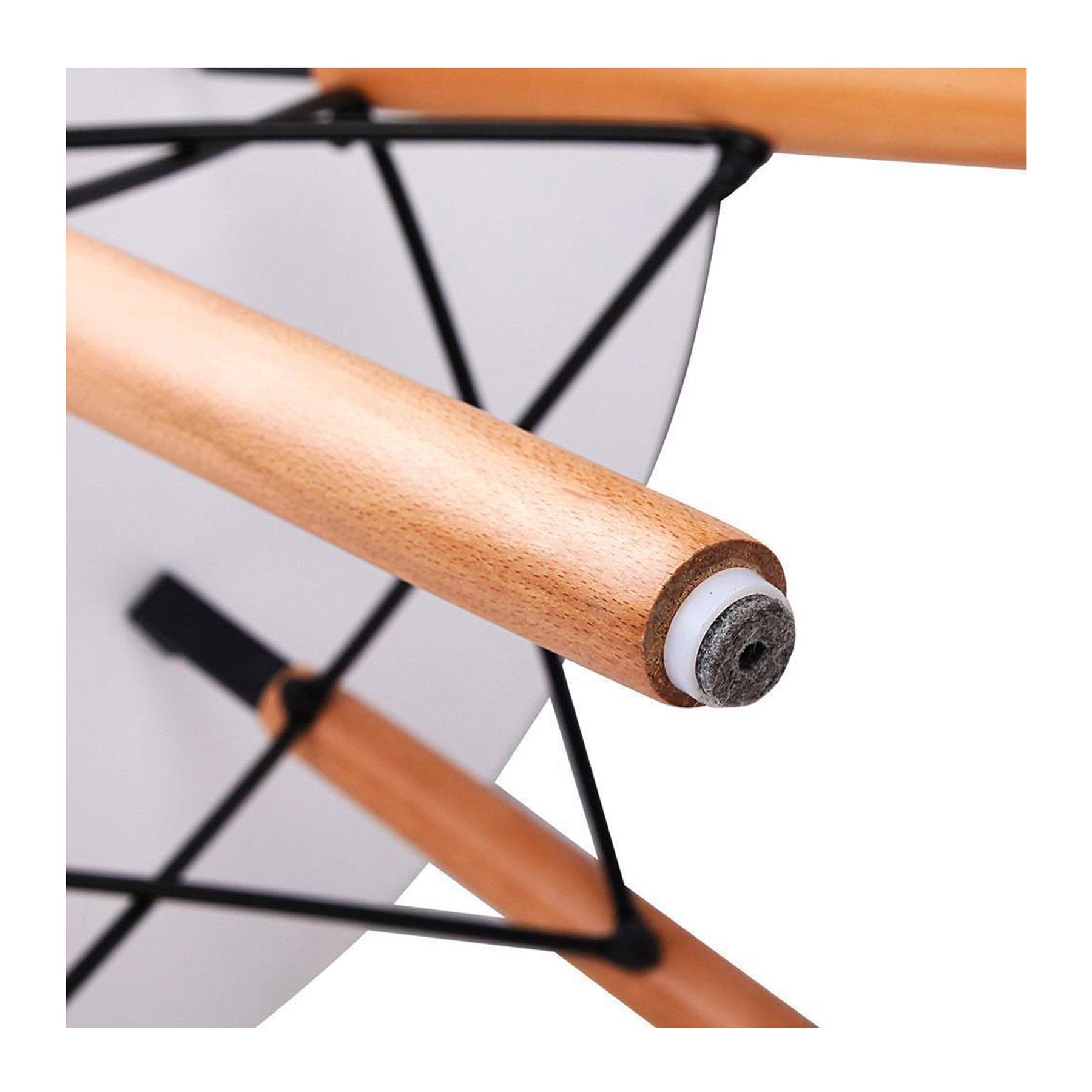 White And Natural Rounded Fiberglass And Solid Wood Dining Table By Homeroots | Dining Tables | Modishstore - 4