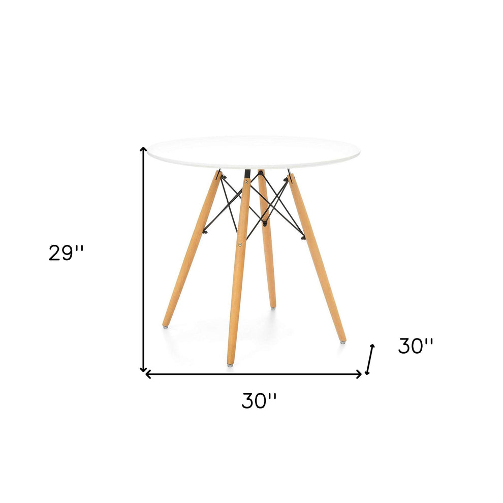 White And Natural Rounded Fiberglass And Solid Wood Dining Table By Homeroots | Dining Tables | Modishstore - 7