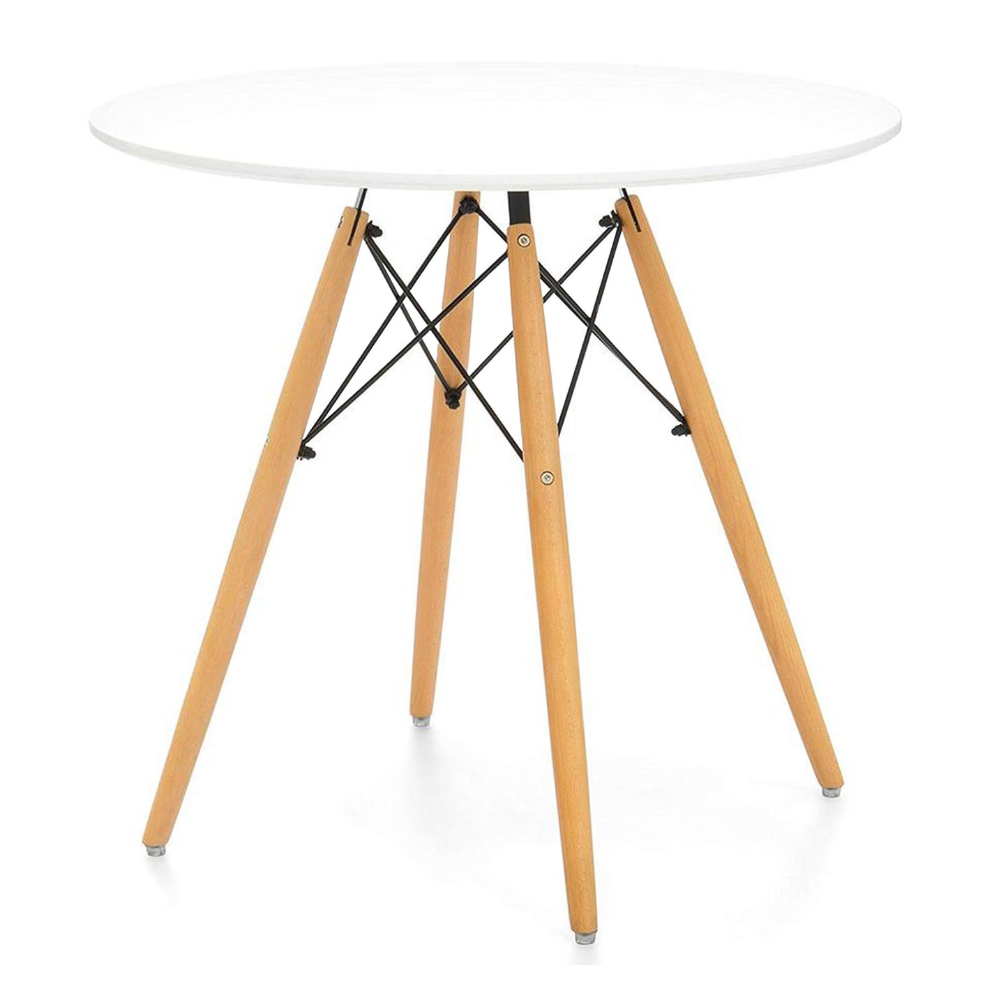White And Natural Rounded Fiberglass And Solid Wood Dining Table By Homeroots | Dining Tables | Modishstore - 6