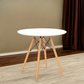 White And Natural Rounded Fiberglass And Solid Wood Dining Table By Homeroots | Dining Tables | Modishstore - 1
