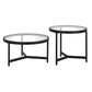 Set of Two Black Glass And Steel Round Nested Coffee Tables By Homeroots | Coffee Tables | Modishstore - 4
