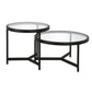 Set of Two Black Glass And Steel Round Nested Coffee Tables By Homeroots | Coffee Tables | Modishstore - 3