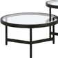 Set of Two Black Glass And Steel Round Nested Coffee Tables By Homeroots | Coffee Tables | Modishstore - 6